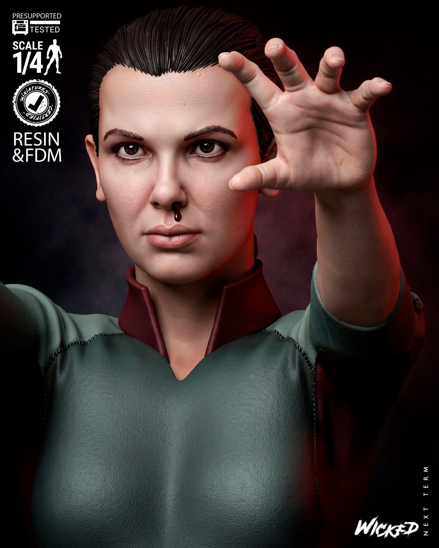 Eleven Bust (75mm to 300mm) Stranger Things - Unassembled/Unpainted/3D Print