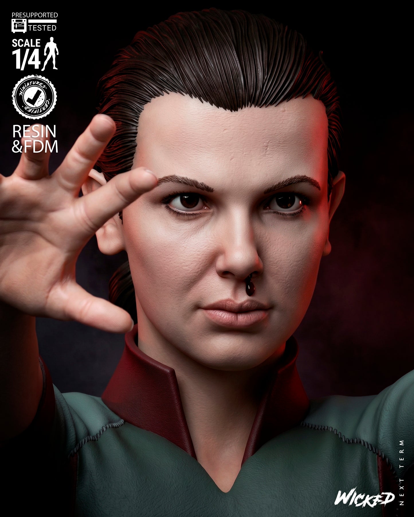 Eleven Bust (75mm to 300mm) Stranger Things - Unassembled/Unpainted/3D Print