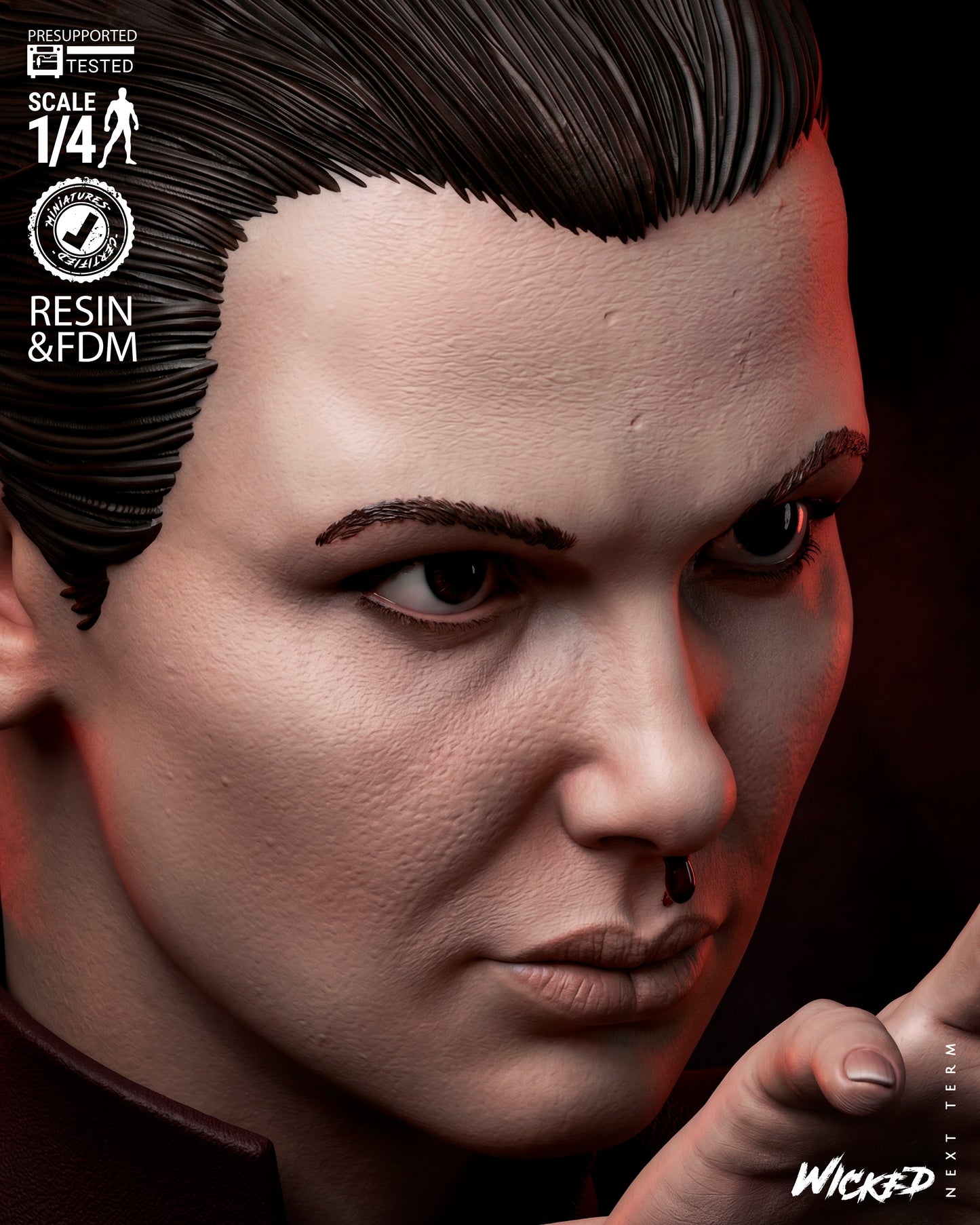 Eleven Bust (75mm to 300mm) Stranger Things - Unassembled/Unpainted/3D Print