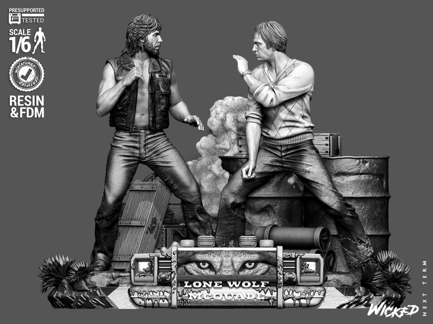 Lone Wolf McQuade Diorama (75mm to 500mm) - Unassembled/Unpainted/3D Print