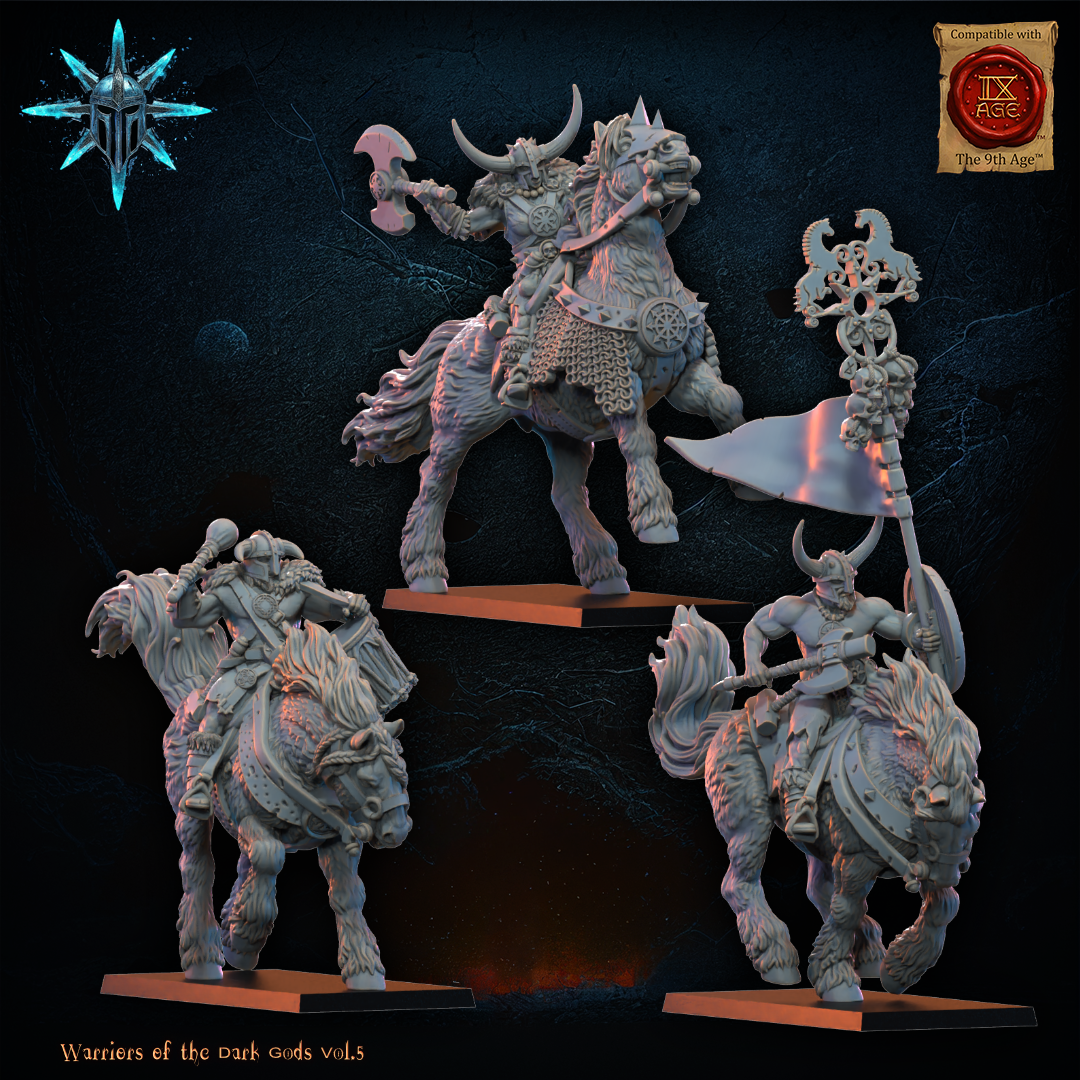 CG Barbarian Horsemen with axes/spears (x3) - TTRPG - Wargaming - Dungeons and Dragons