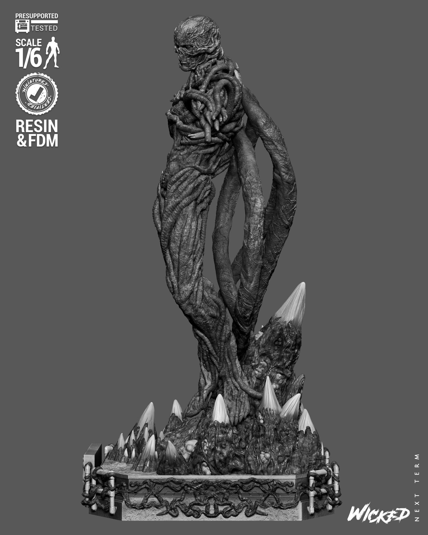 Vecna Sculpture (75mm to 500mm) Stranger Things - Unassembled/Unpainted/3D Print