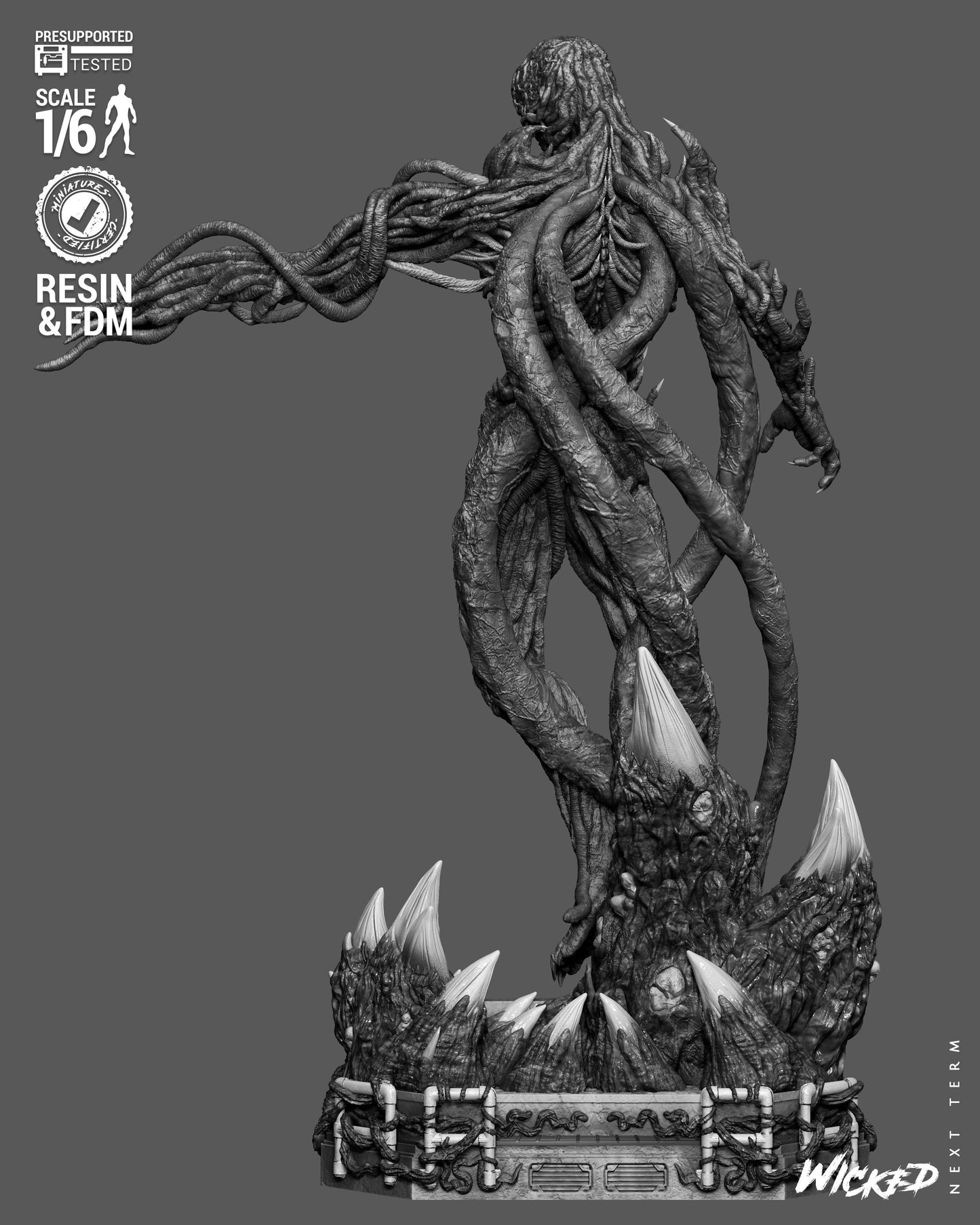Vecna Sculpture (75mm to 500mm) Stranger Things - Unassembled/Unpainted/3D Print