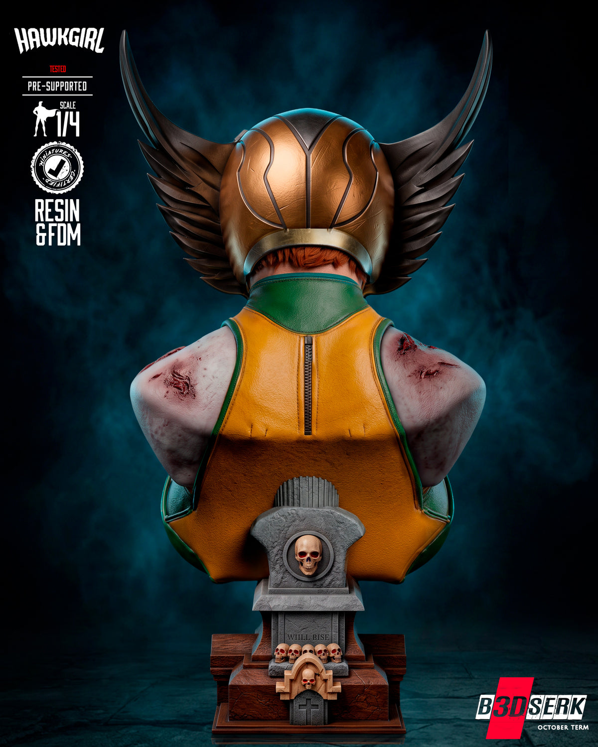 Hawkgirl Winged Undead Huntress Sculpture(75mm to 500mm) - Unassembled/Unpainted/3D Print