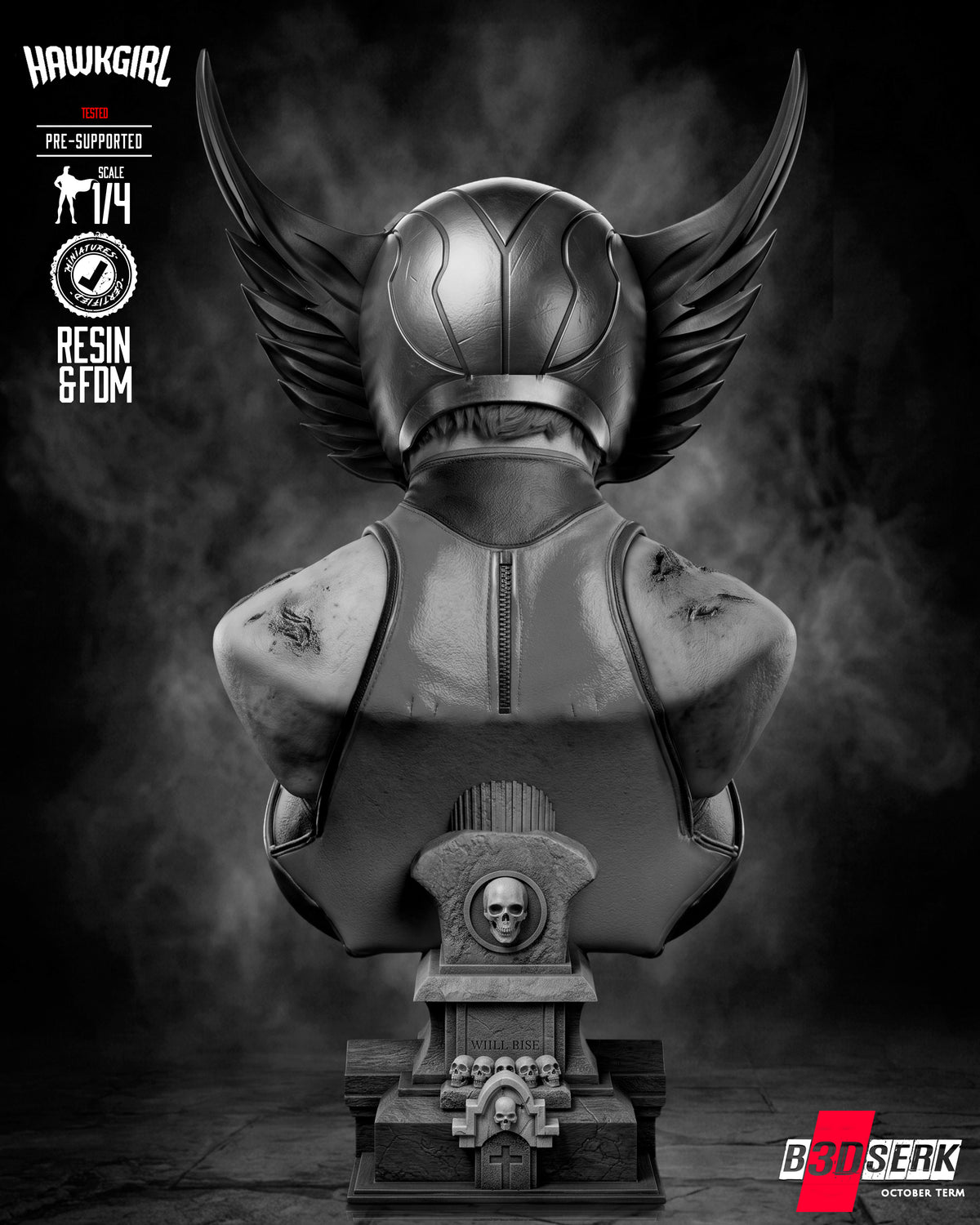 Hawkgirl Winged Undead Huntress Sculpture(75mm to 500mm) - Unassembled/Unpainted/3D Print
