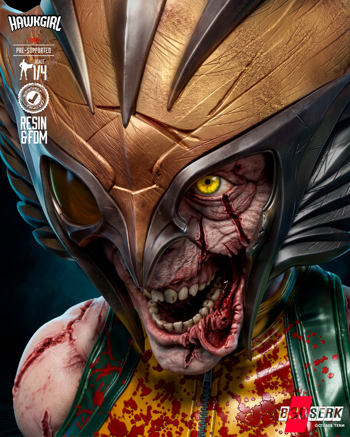 Hawkgirl Winged Undead Huntress Sculpture(75mm to 500mm) - Unassembled/Unpainted/3D Print