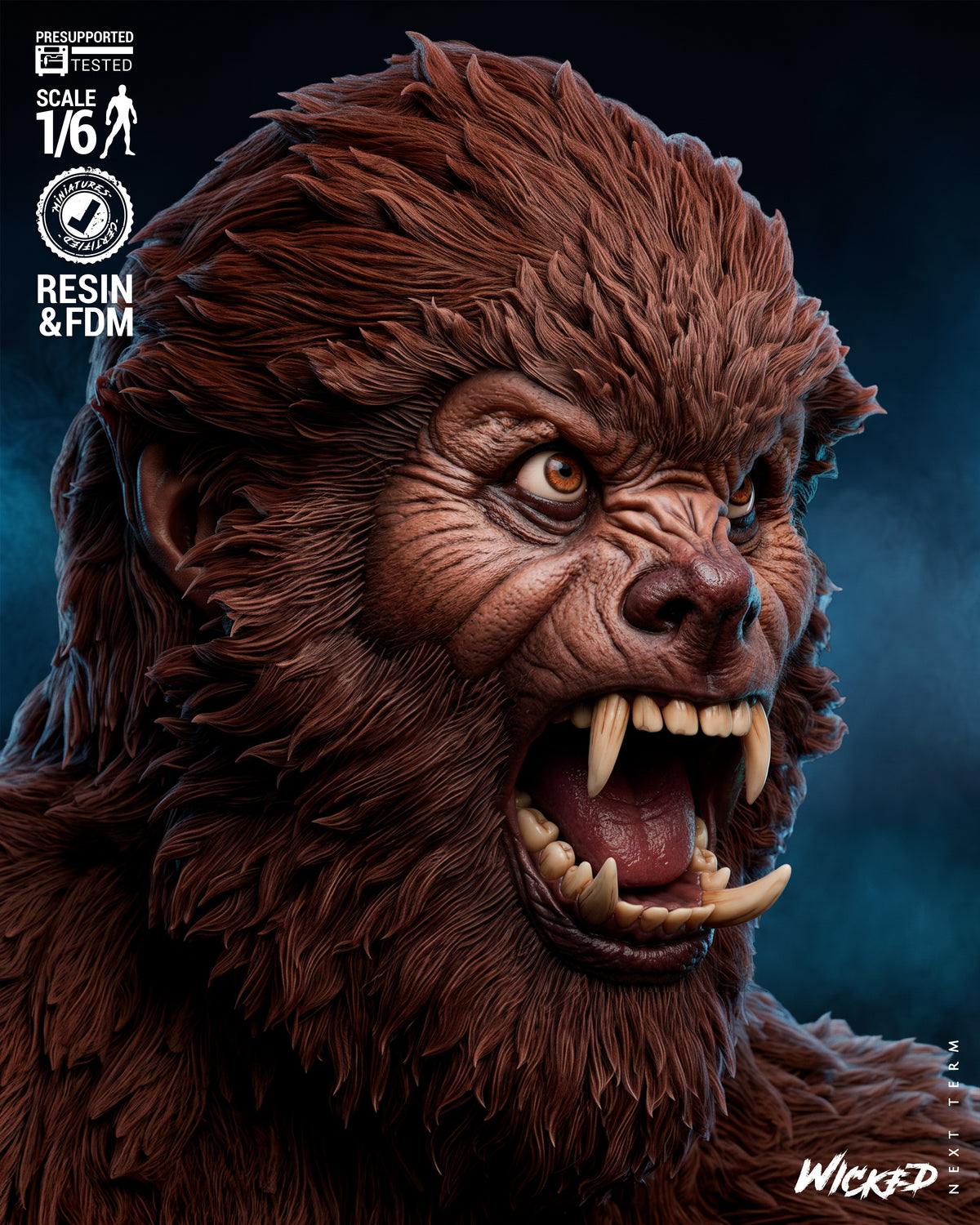 Werewolf Sculpture (75mm to 500mm) - Unassembled/Unpainted/3D Print