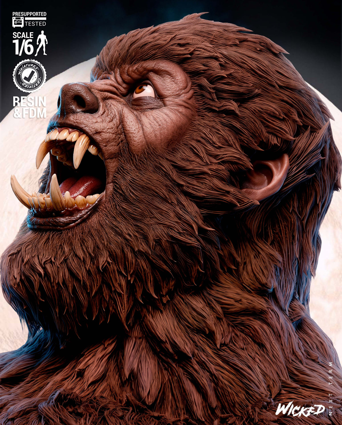 Werewolf Sculpture (75mm to 500mm) - Unassembled/Unpainted/3D Print
