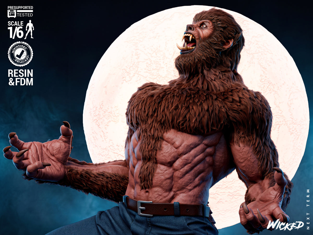 Werewolf Sculpture (75mm to 500mm) - Unassembled/Unpainted/3D Print