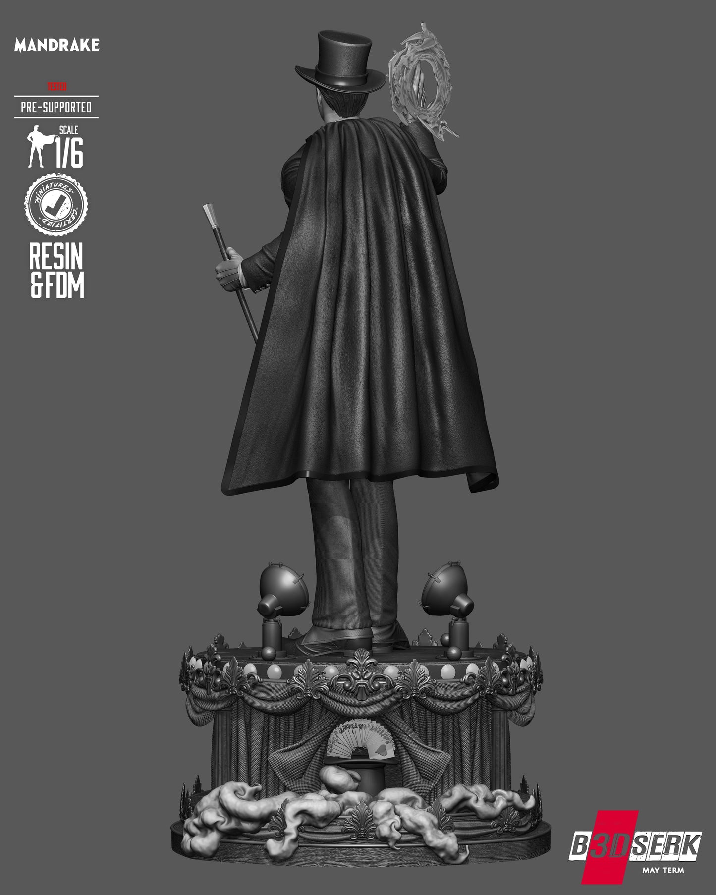 Mandrake the Magician Sculpture (75mm to 500mm) - Unassembled/Unpainted/3D Print