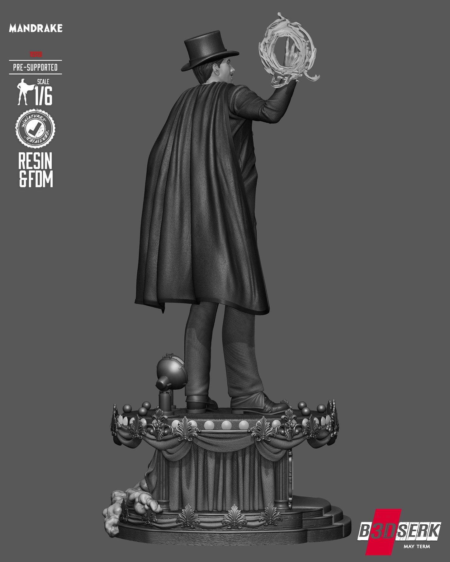 Mandrake the Magician Sculpture (75mm to 500mm) - Unassembled/Unpainted/3D Print