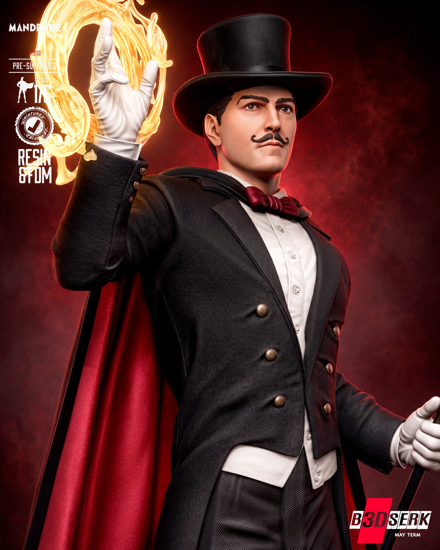 Mandrake the Magician Sculpture (75mm to 500mm) - Unassembled/Unpainted/3D Print