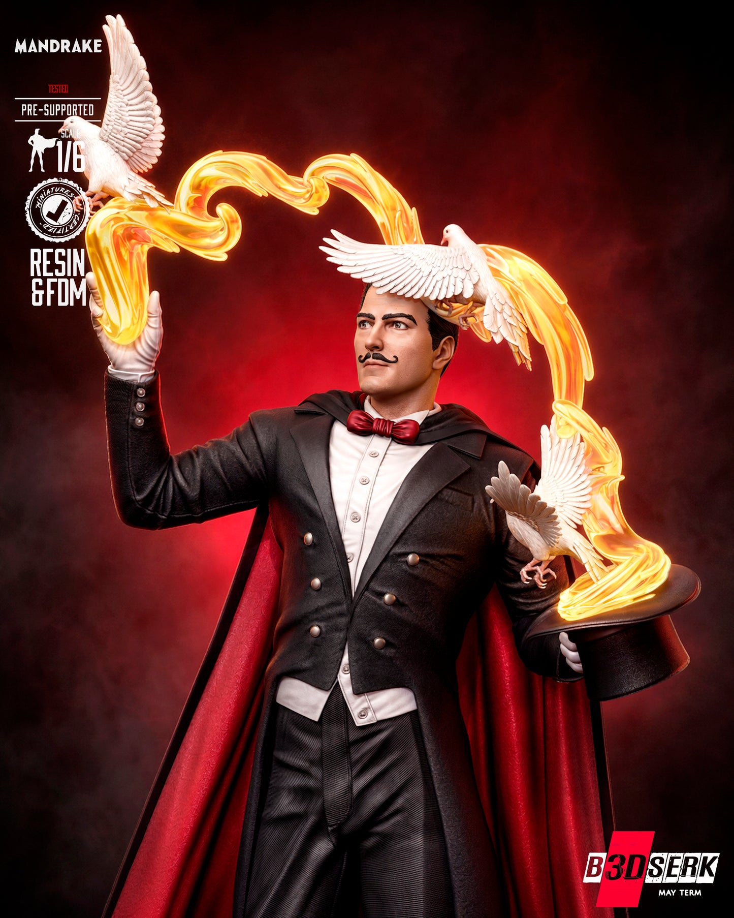 Mandrake the Magician Sculpture (75mm to 500mm) - Unassembled/Unpainted/3D Print