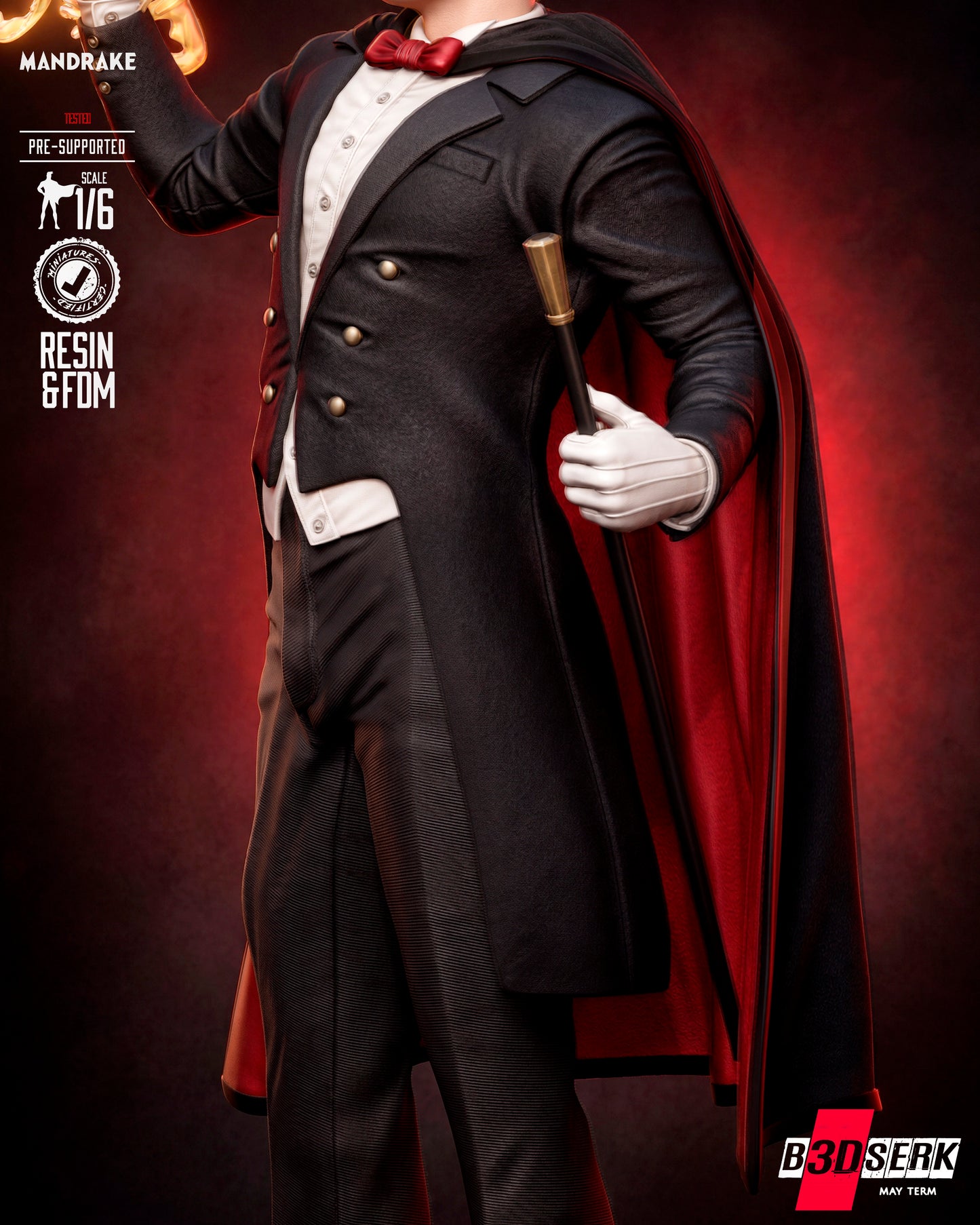 Mandrake the Magician Sculpture (75mm to 500mm) - Unassembled/Unpainted/3D Print