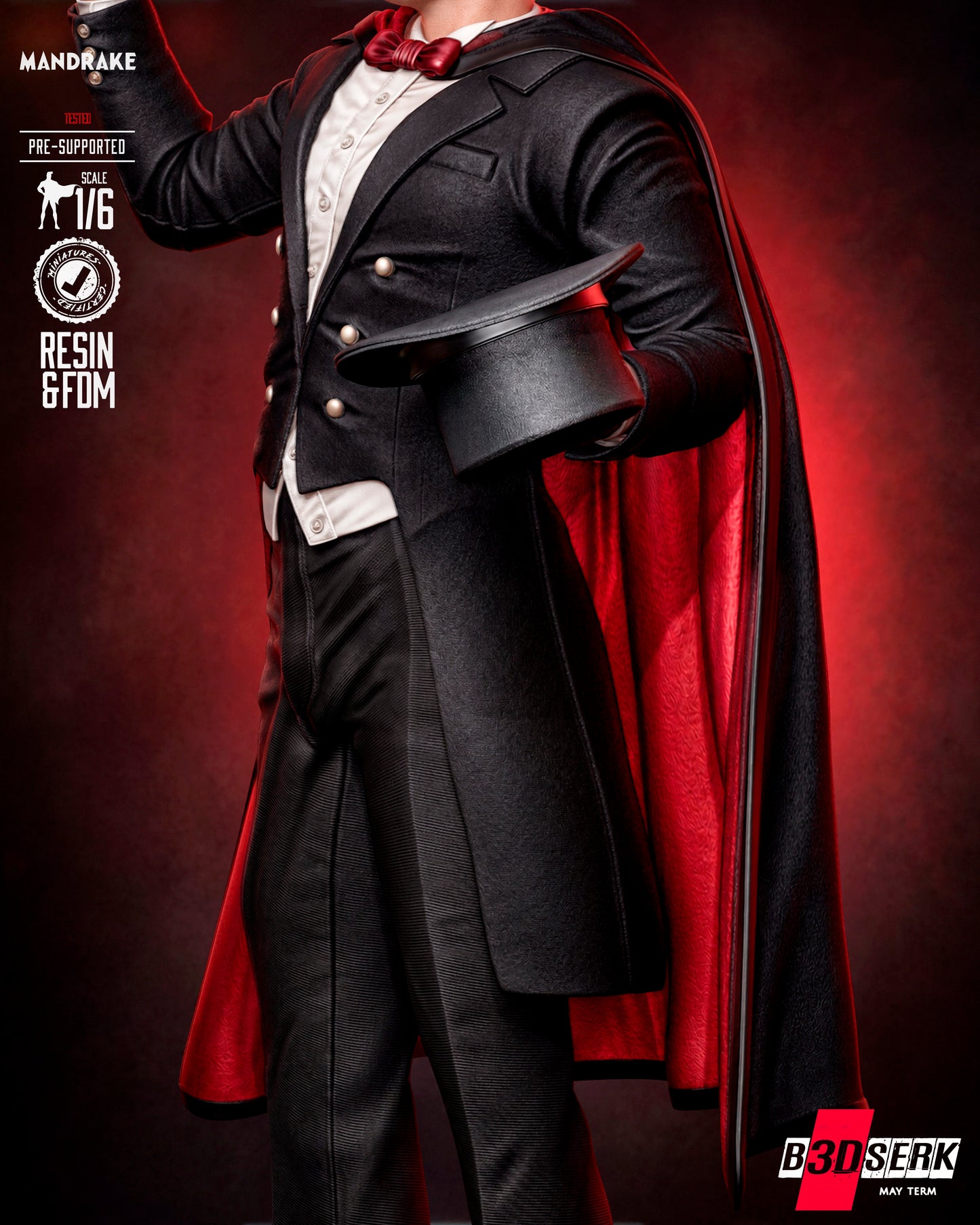 Mandrake the Magician Sculpture (75mm to 500mm) - Unassembled/Unpainted/3D Print