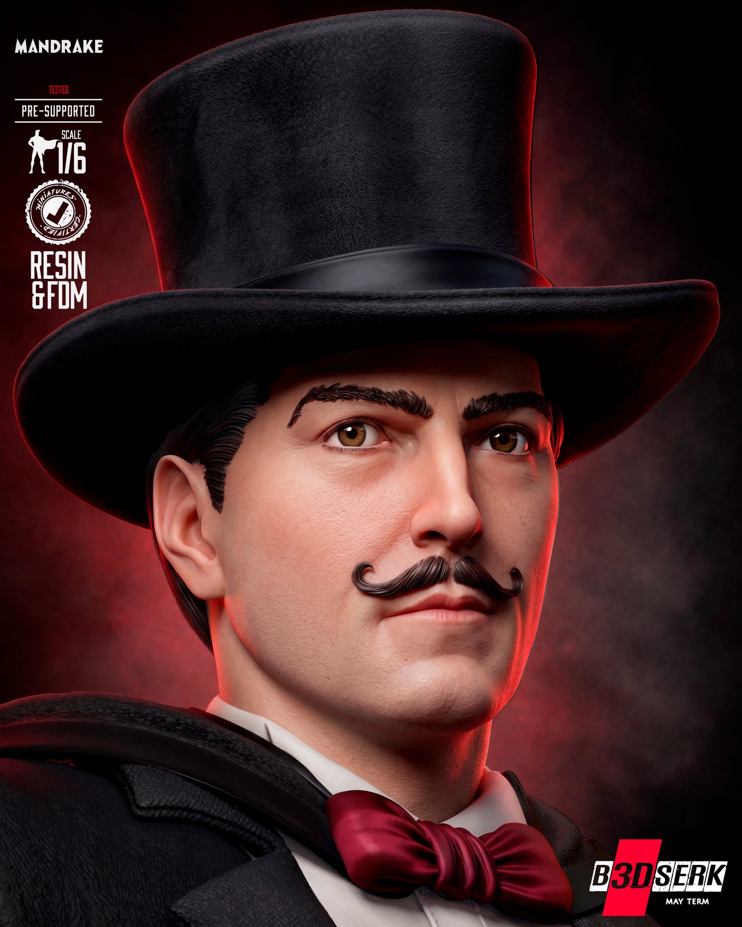 Mandrake the Magician Sculpture (75mm to 500mm) - Unassembled/Unpainted/3D Print
