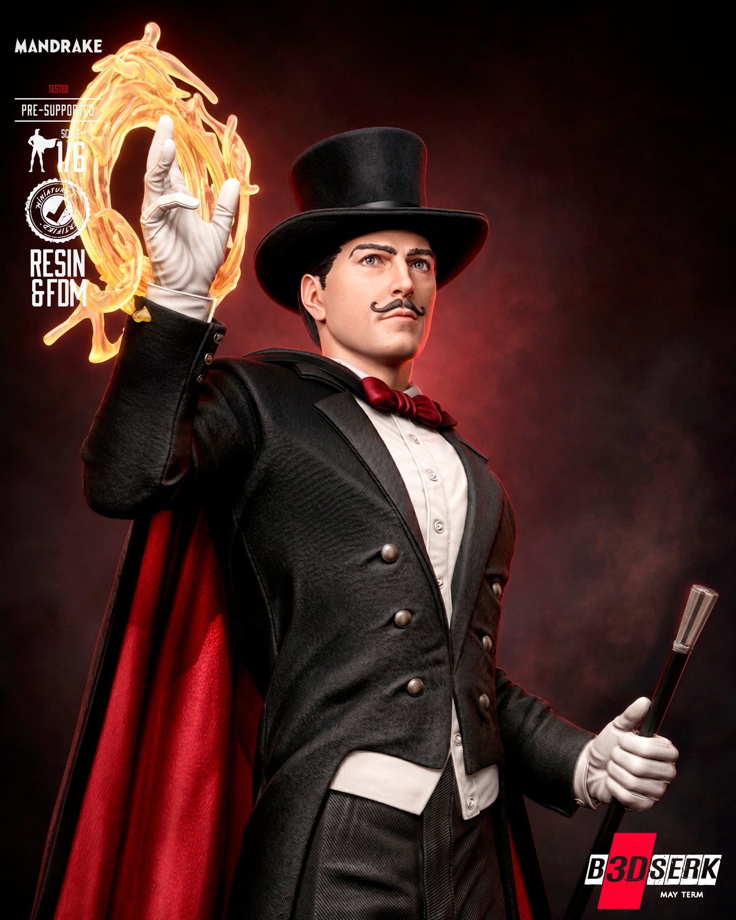 Mandrake the Magician Sculpture (75mm to 500mm) - Unassembled/Unpainted/3D Print