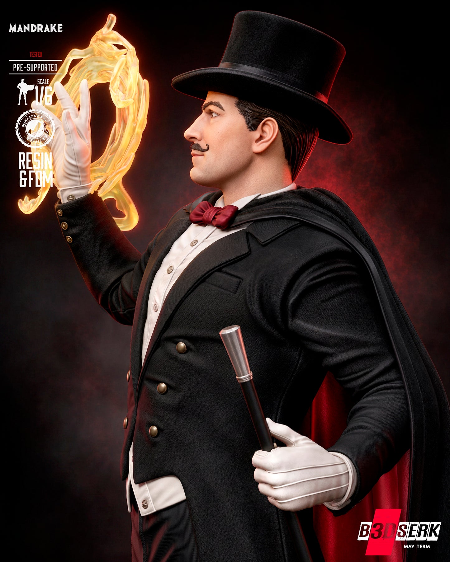 Mandrake the Magician Sculpture (75mm to 500mm) - Unassembled/Unpainted/3D Print