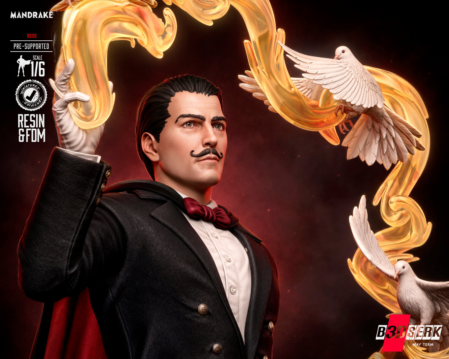 Mandrake the Magician Sculpture (75mm to 500mm) - Unassembled/Unpainted/3D Print