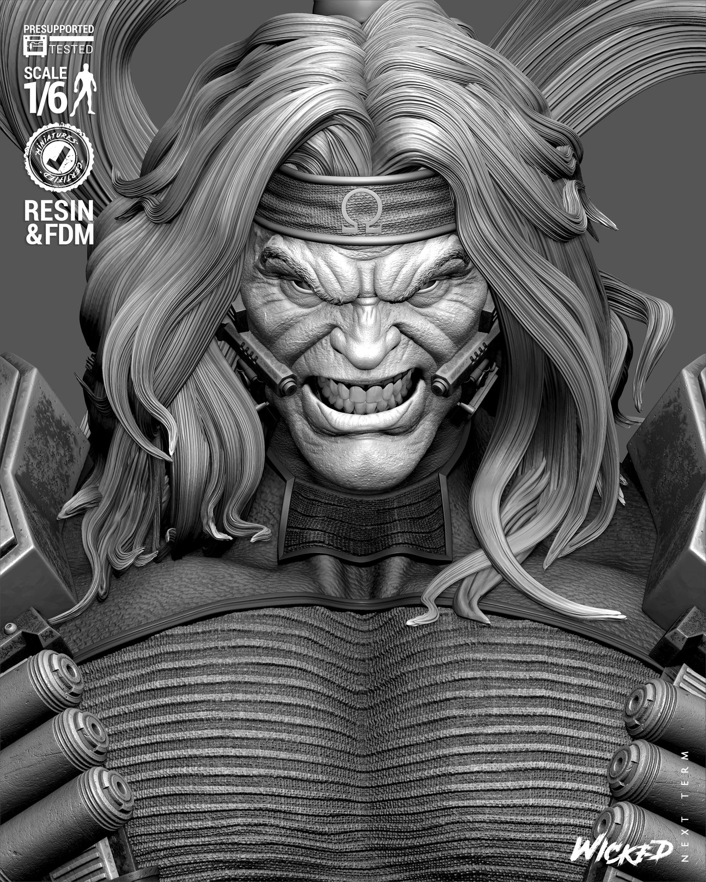 Omega Red Sculpture (75mm to 500mm) - Unassembled/Unpainted/3D Print