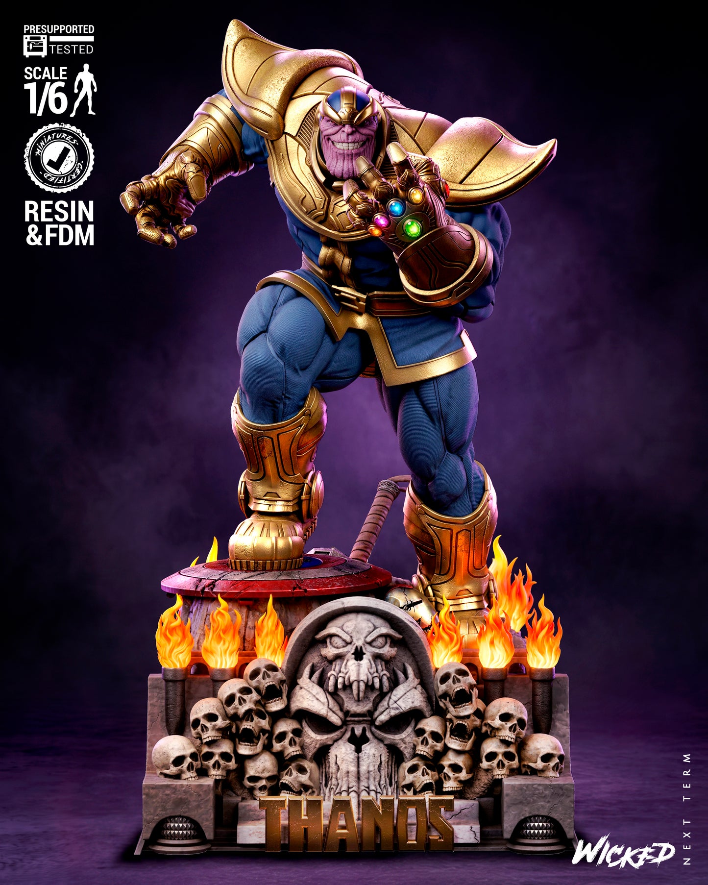 Thanos Sculpture (75mm to 500mm) - Unassembled/Unpainted/3D Print