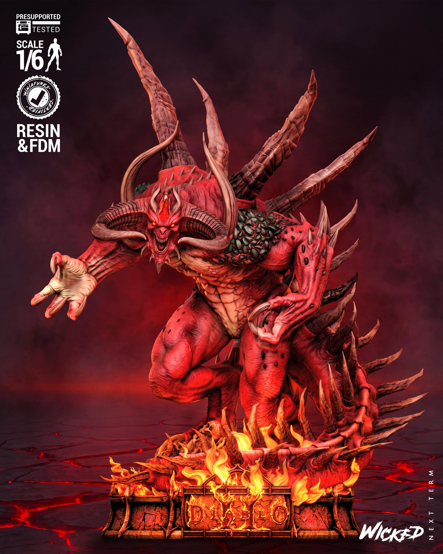 Diablo Sculpture (75mm to 500mm) - Unassembled/Unpainted/3D Print