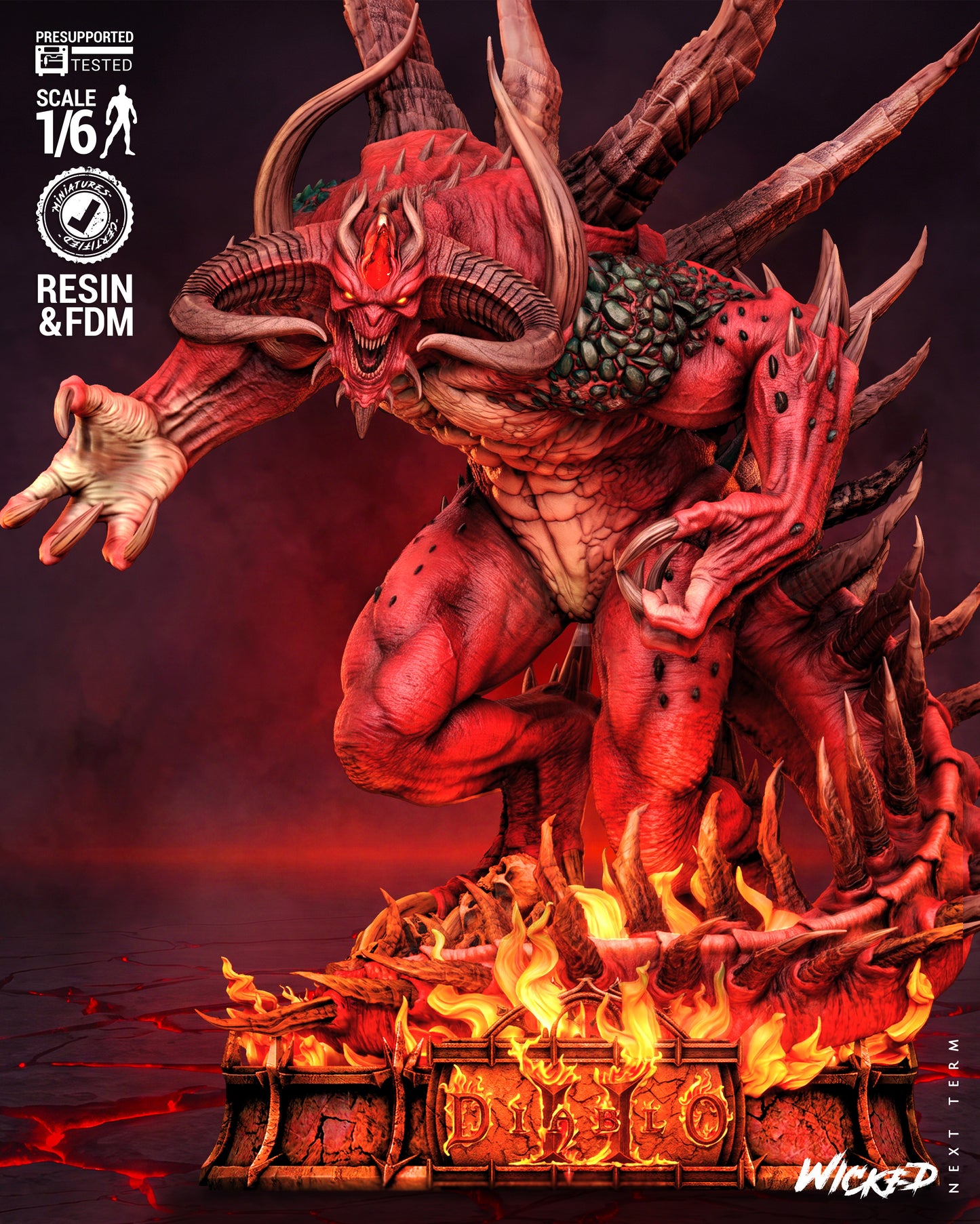 Diablo Sculpture (75mm to 500mm) - Unassembled/Unpainted/3D Print