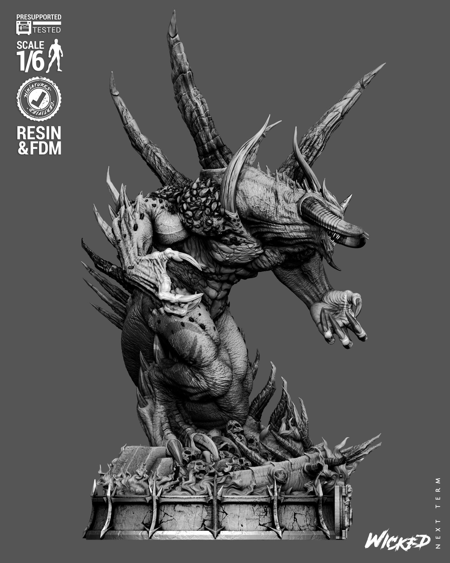 Diablo Sculpture (75mm to 500mm) - Unassembled/Unpainted/3D Print
