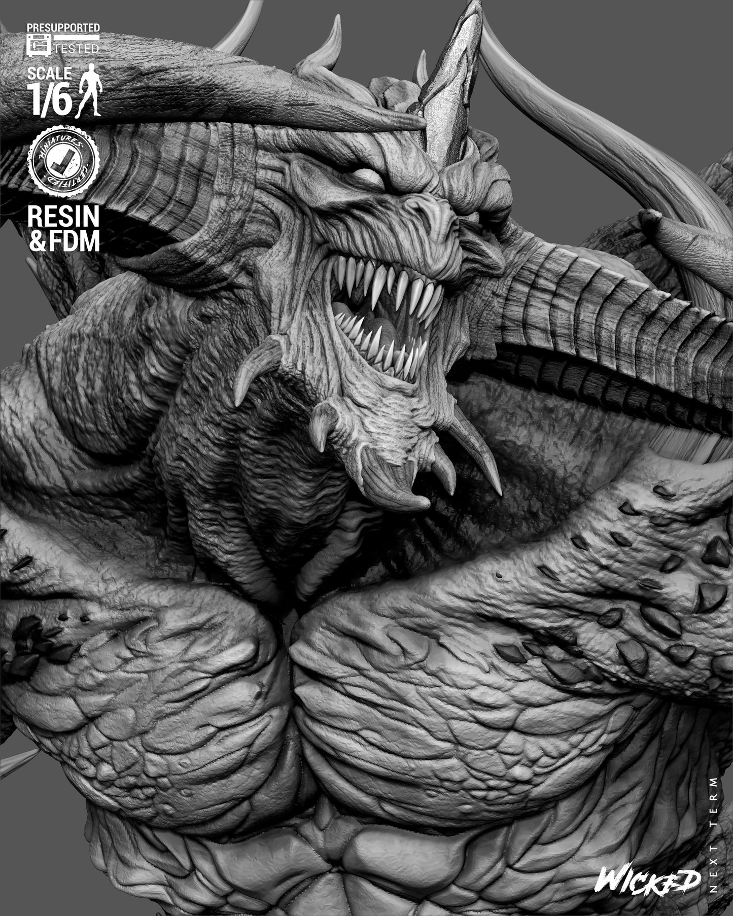 Diablo Sculpture (75mm to 500mm) - Unassembled/Unpainted/3D Print