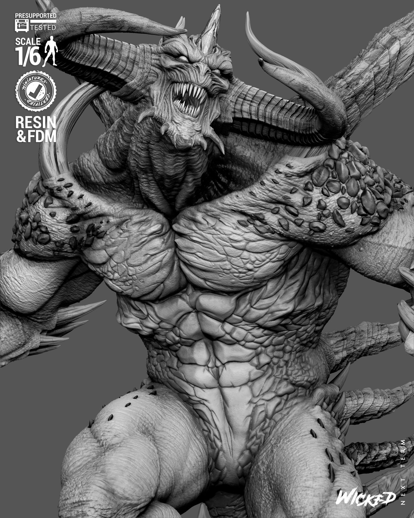 Diablo Sculpture (75mm to 500mm) - Unassembled/Unpainted/3D Print