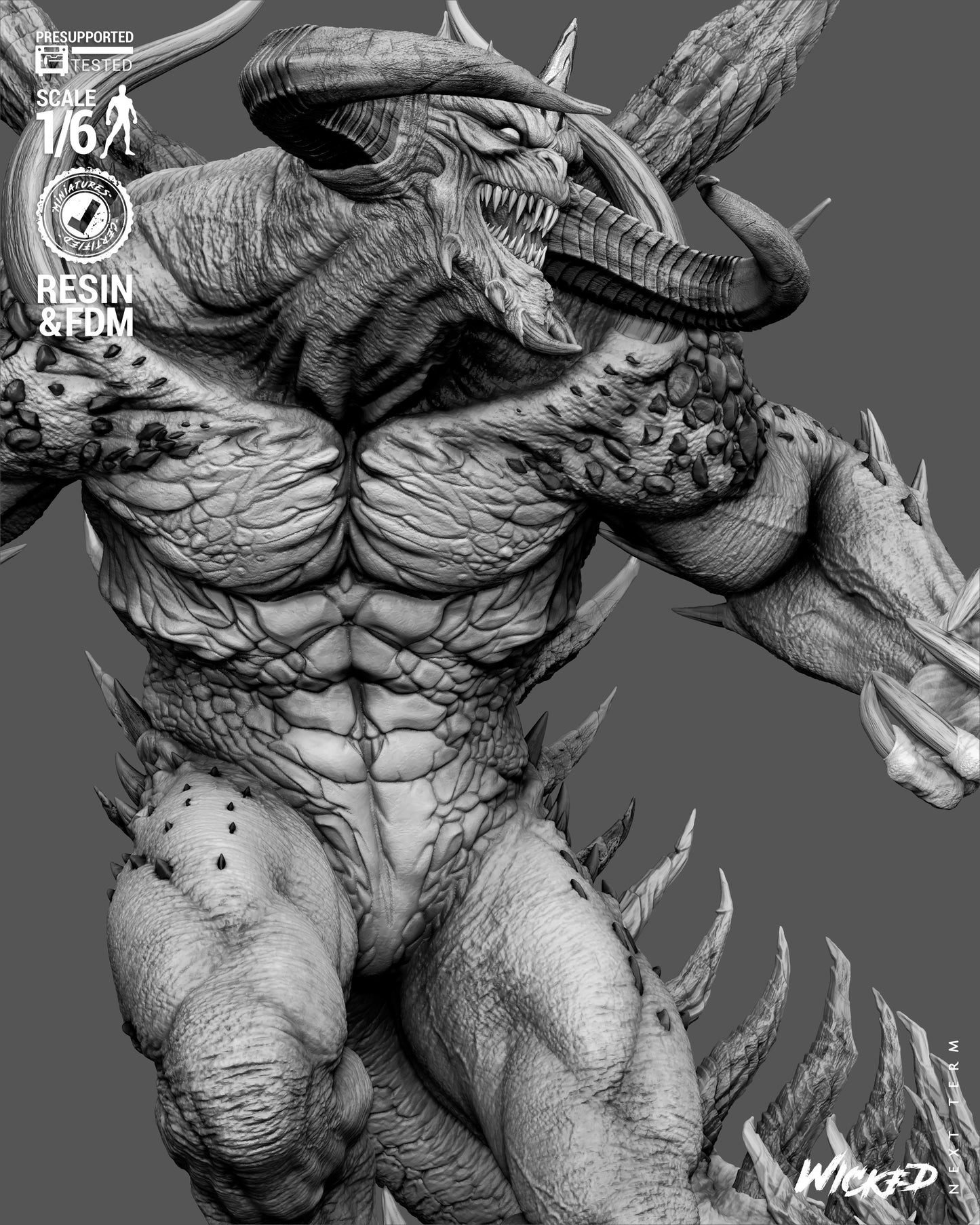 Diablo Sculpture (75mm to 500mm) - Unassembled/Unpainted/3D Print