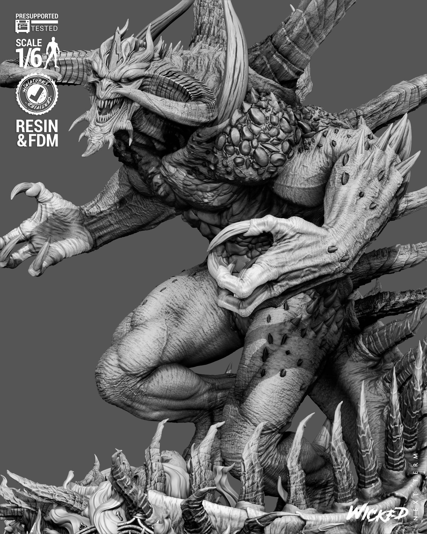 Diablo Sculpture (75mm to 500mm) - Unassembled/Unpainted/3D Print