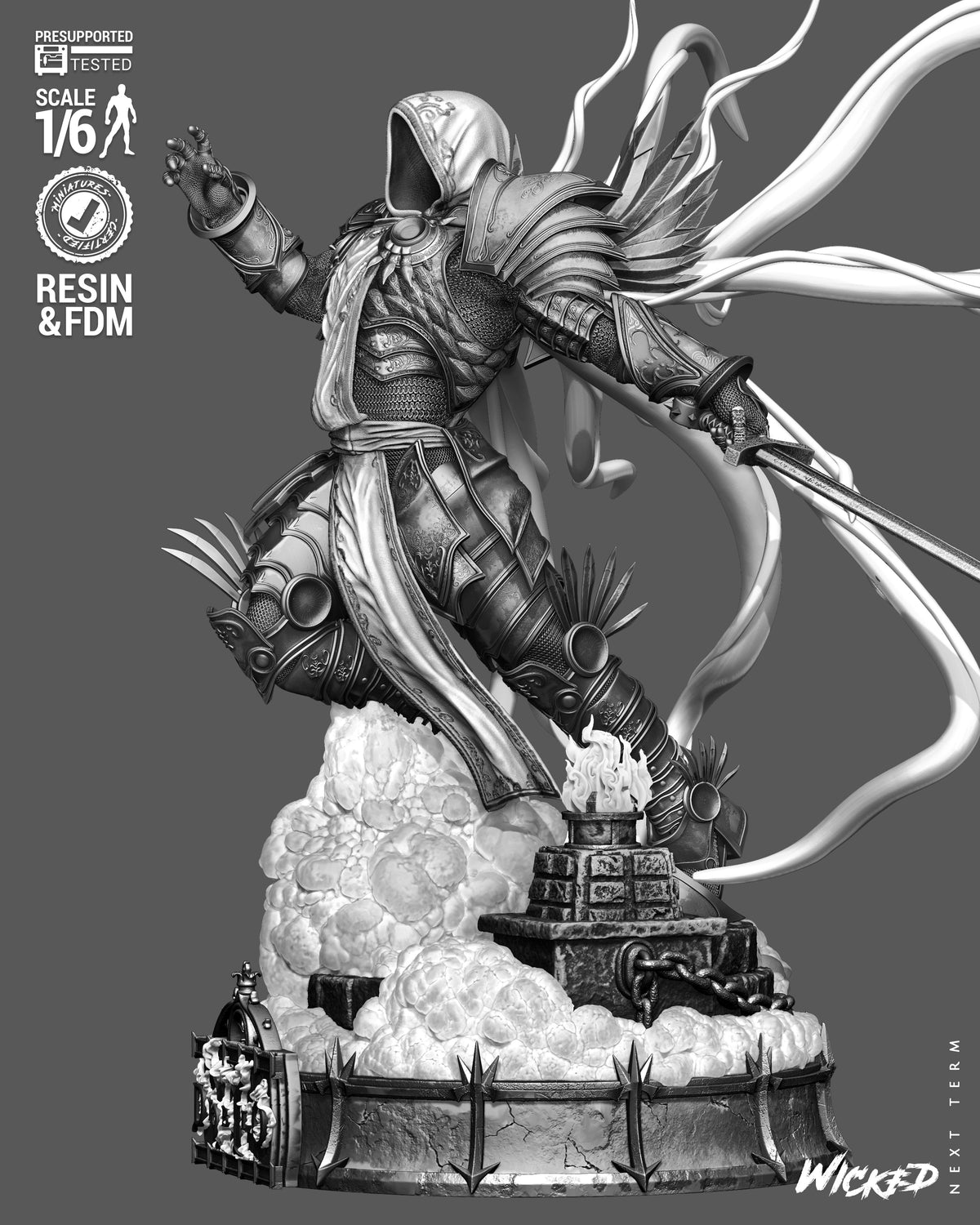 Tyrael Sculpture (75mm to 500mm) - Unassembled/Unpainted/3D Print