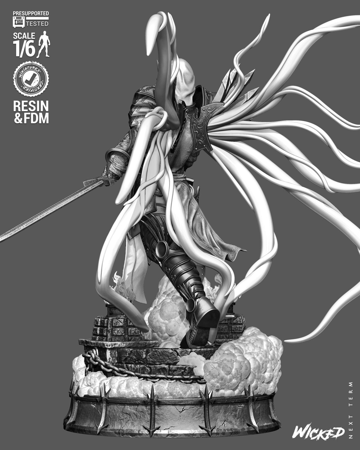 Tyrael Sculpture (75mm to 500mm) - Unassembled/Unpainted/3D Print