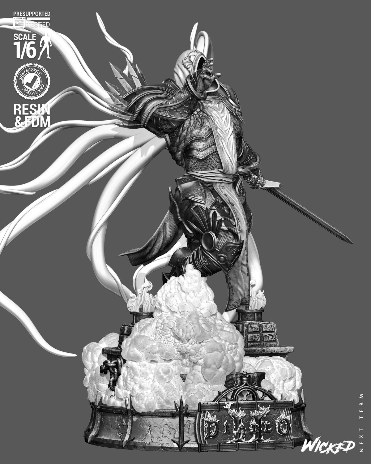Tyrael Sculpture (75mm to 500mm) - Unassembled/Unpainted/3D Print