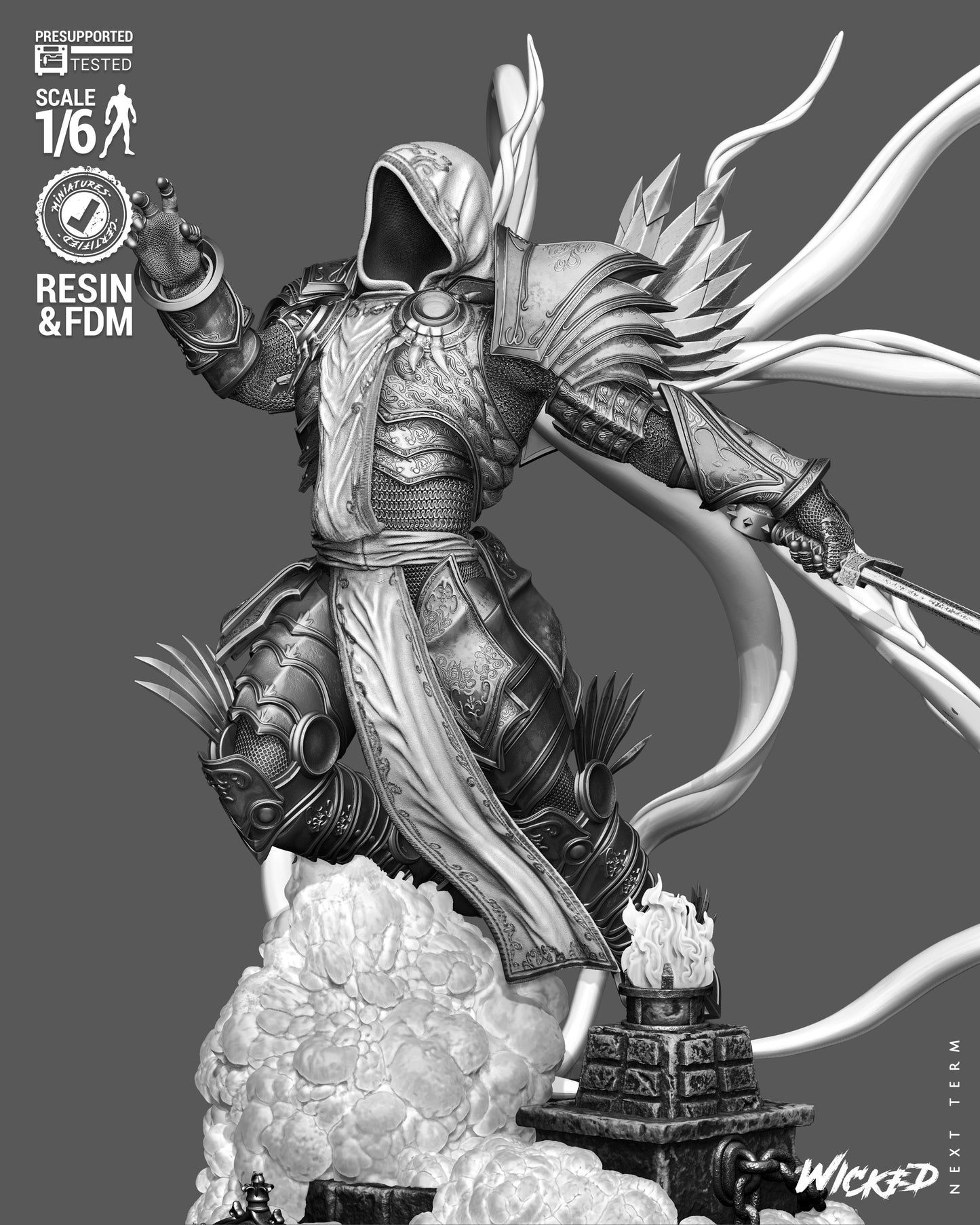 Tyrael Sculpture (75mm to 500mm) - Unassembled/Unpainted/3D Print