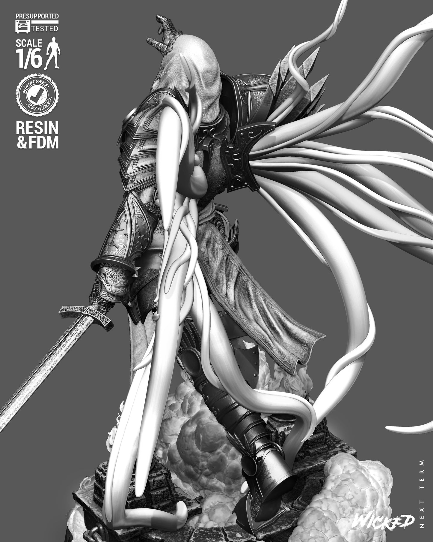 Tyrael Sculpture (75mm to 500mm) - Unassembled/Unpainted/3D Print