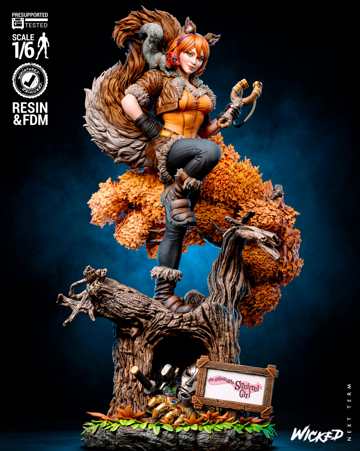 Squirrel Girl Sculpture (75mm to 500mm) - Unassembled/Unpainted/3D Print