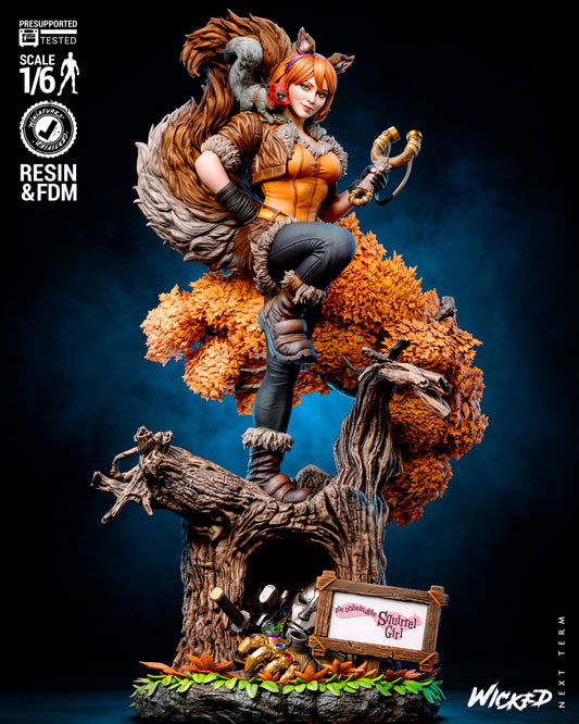 Sculpture de Squirrel Girl (75 mm à 500 mm) - Non assemblé/Non peint/Impression 3D
