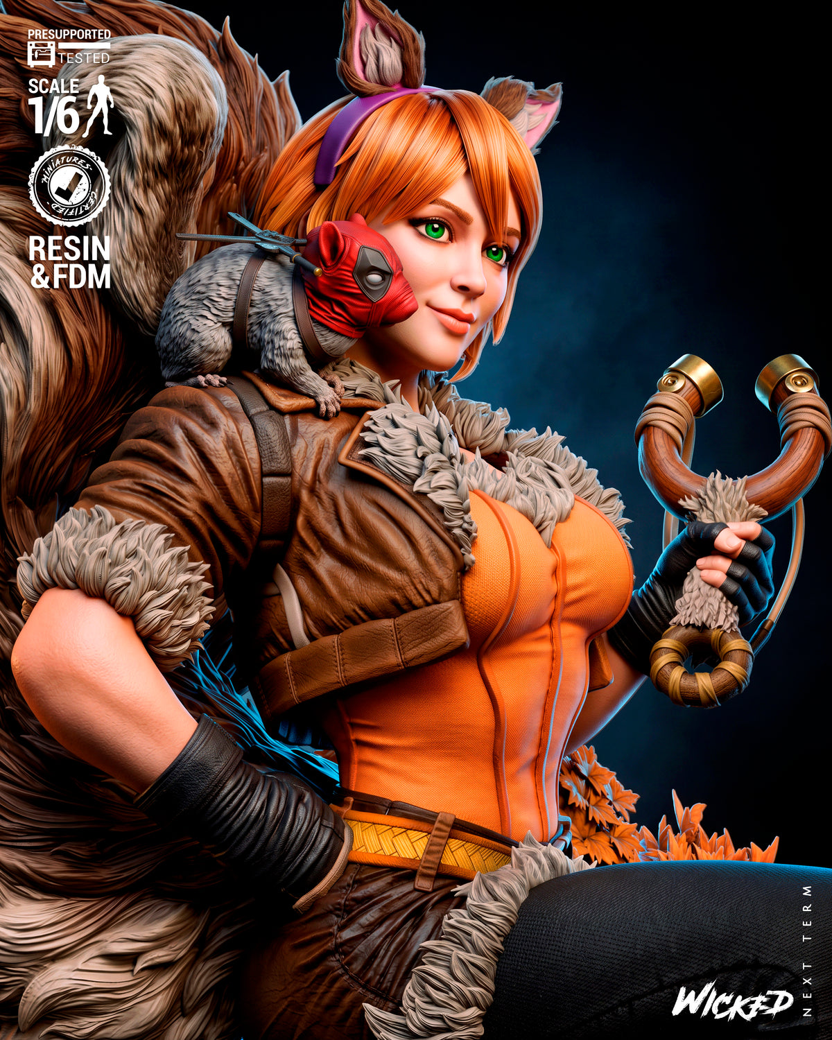 Squirrel Girl Sculpture (75mm to 500mm) - Unassembled/Unpainted/3D Print