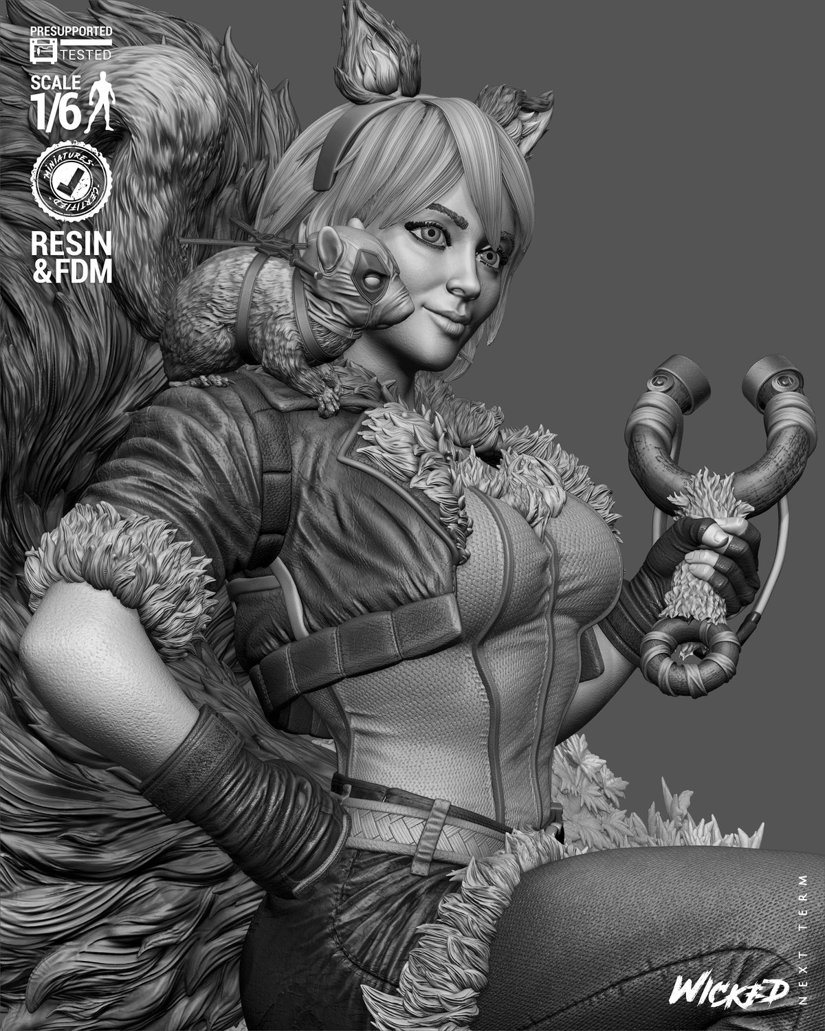 Squirrel Girl Sculpture (75mm to 500mm) - Unassembled/Unpainted/3D Print
