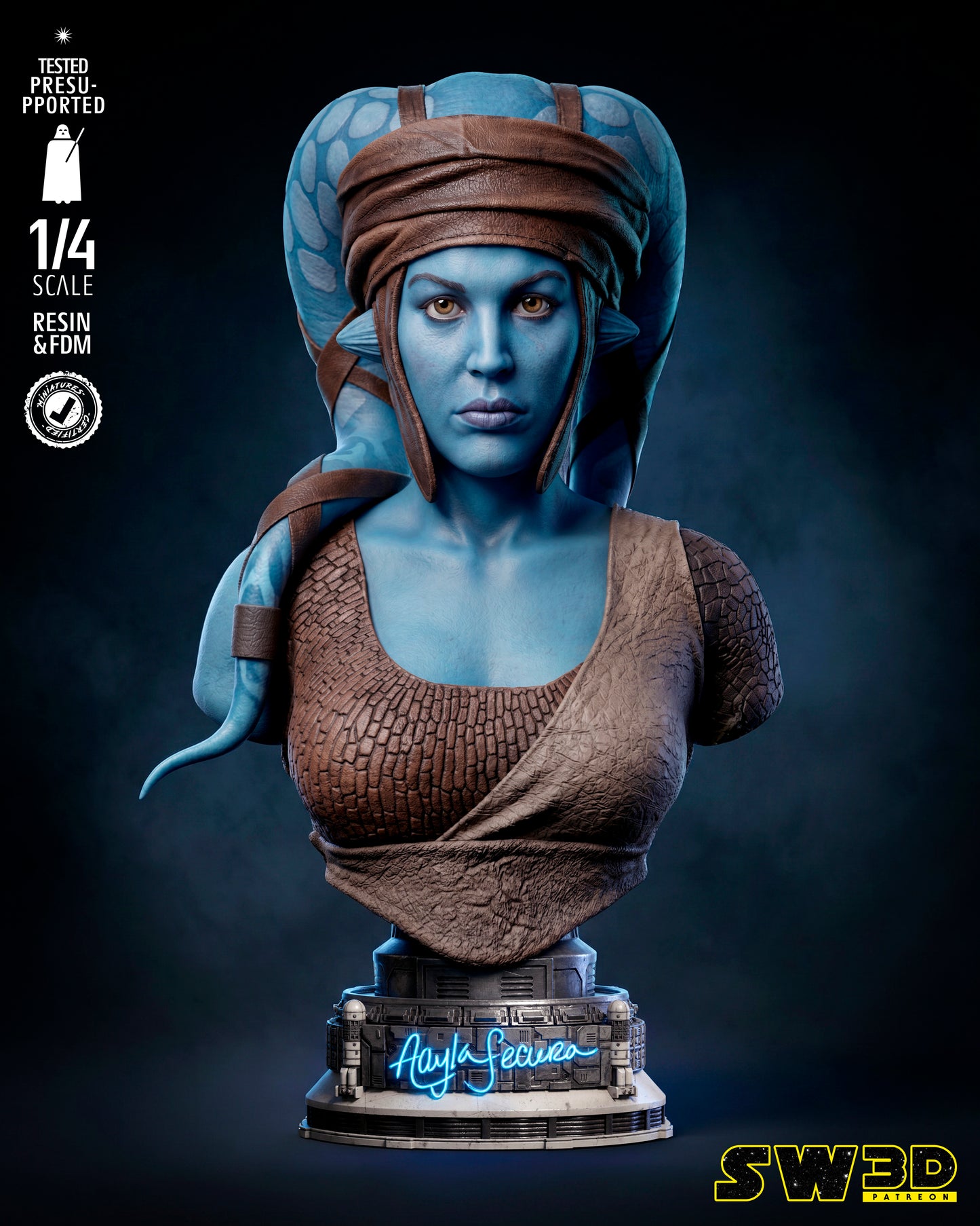 Aayla Secura Bust (75mm to 300mm) Stranger Things - Unassembled/Unpainted/3D Print