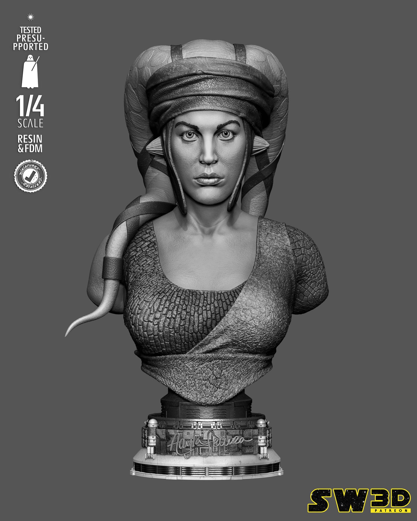 Aayla Secura Bust (75mm to 300mm) Stranger Things - Unassembled/Unpainted/3D Print