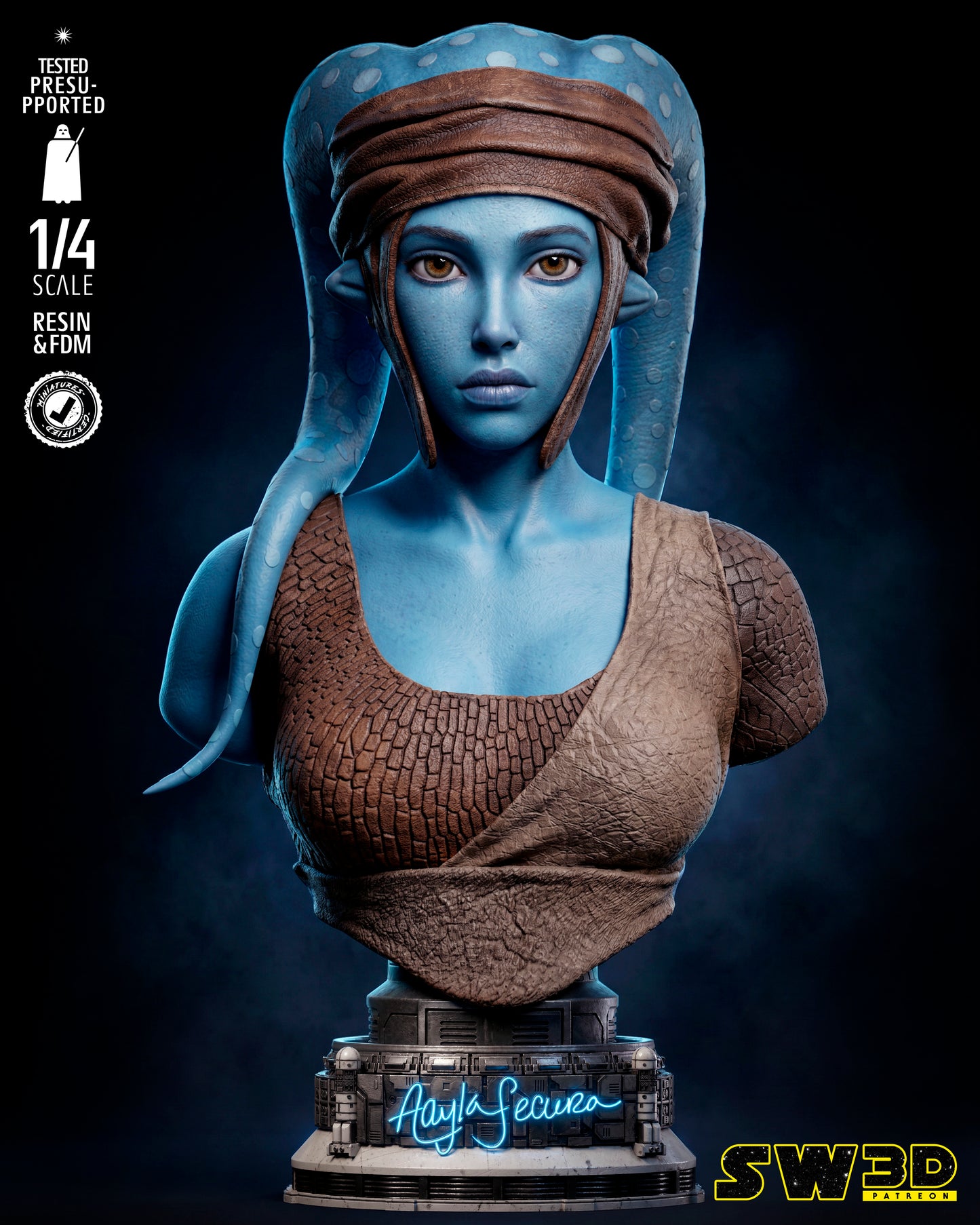 Aayla Secura Bust (75mm to 300mm) Stranger Things - Unassembled/Unpainted/3D Print
