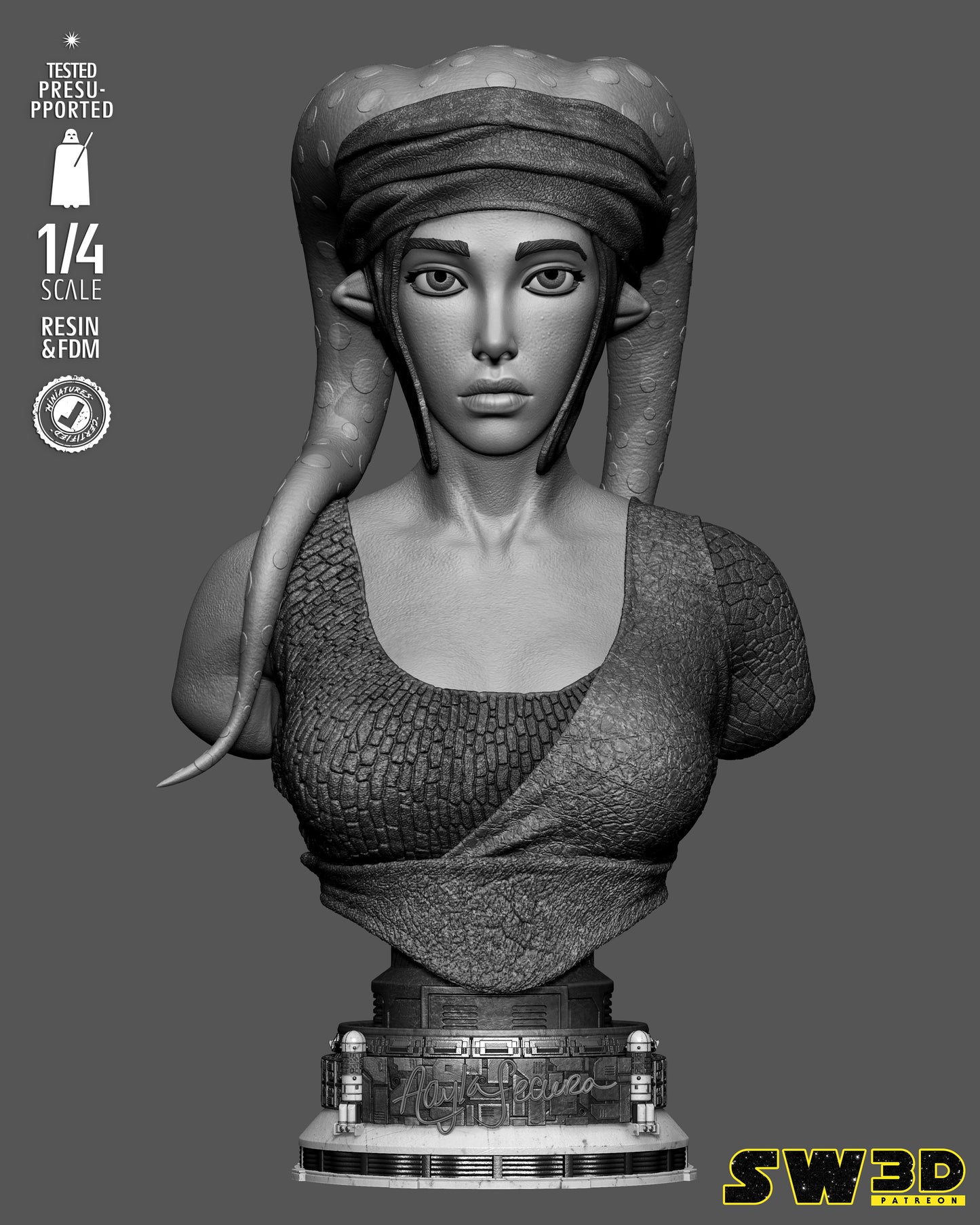 Aayla Secura Bust (75mm to 300mm) Stranger Things - Unassembled/Unpainted/3D Print