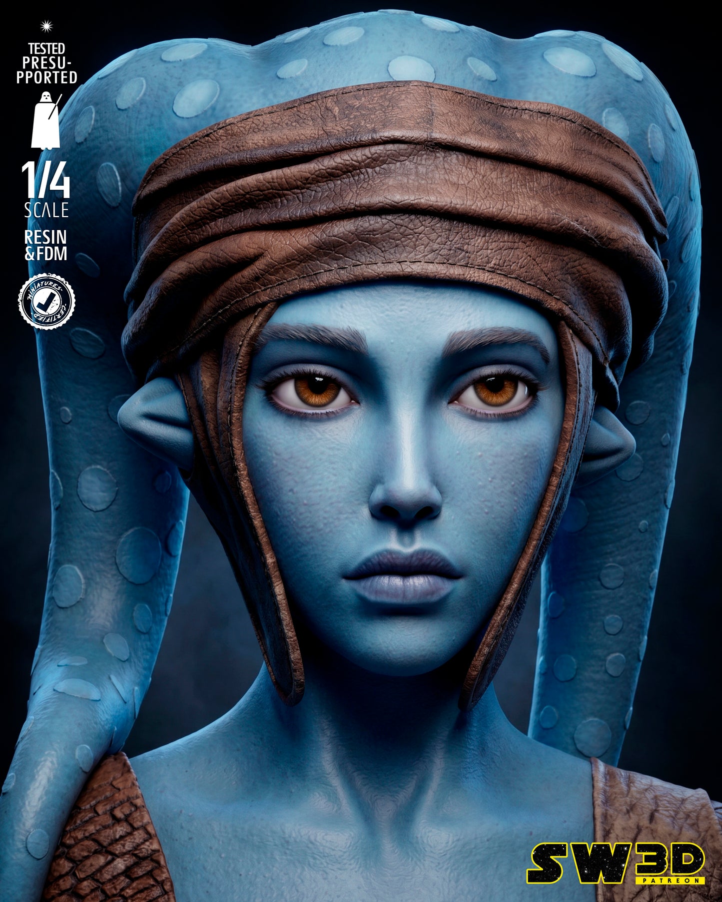 Aayla Secura Bust (75mm to 300mm) Stranger Things - Unassembled/Unpainted/3D Print