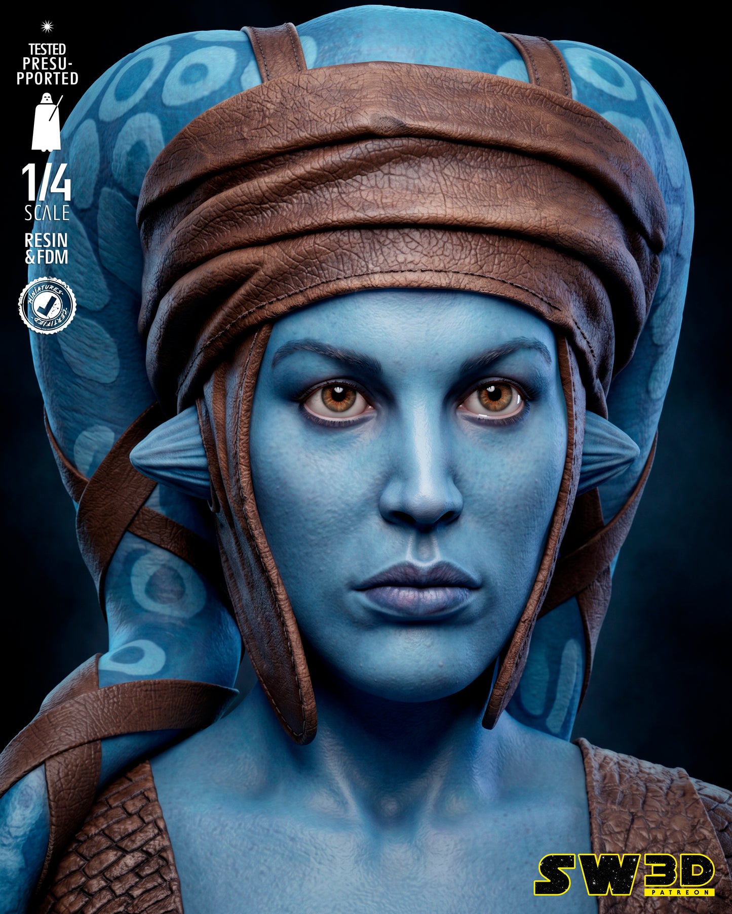 Aayla Secura Bust (75mm to 300mm) Stranger Things - Unassembled/Unpainted/3D Print