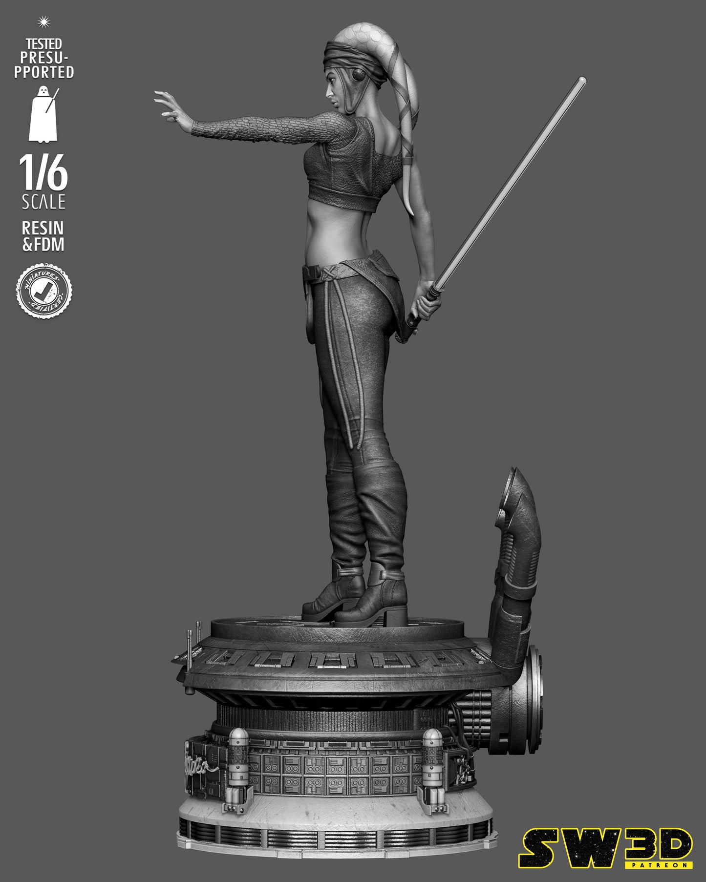 Aayla Secura Sculpture (75mm to 500mm) - Unassembled/Unpainted/3D Print