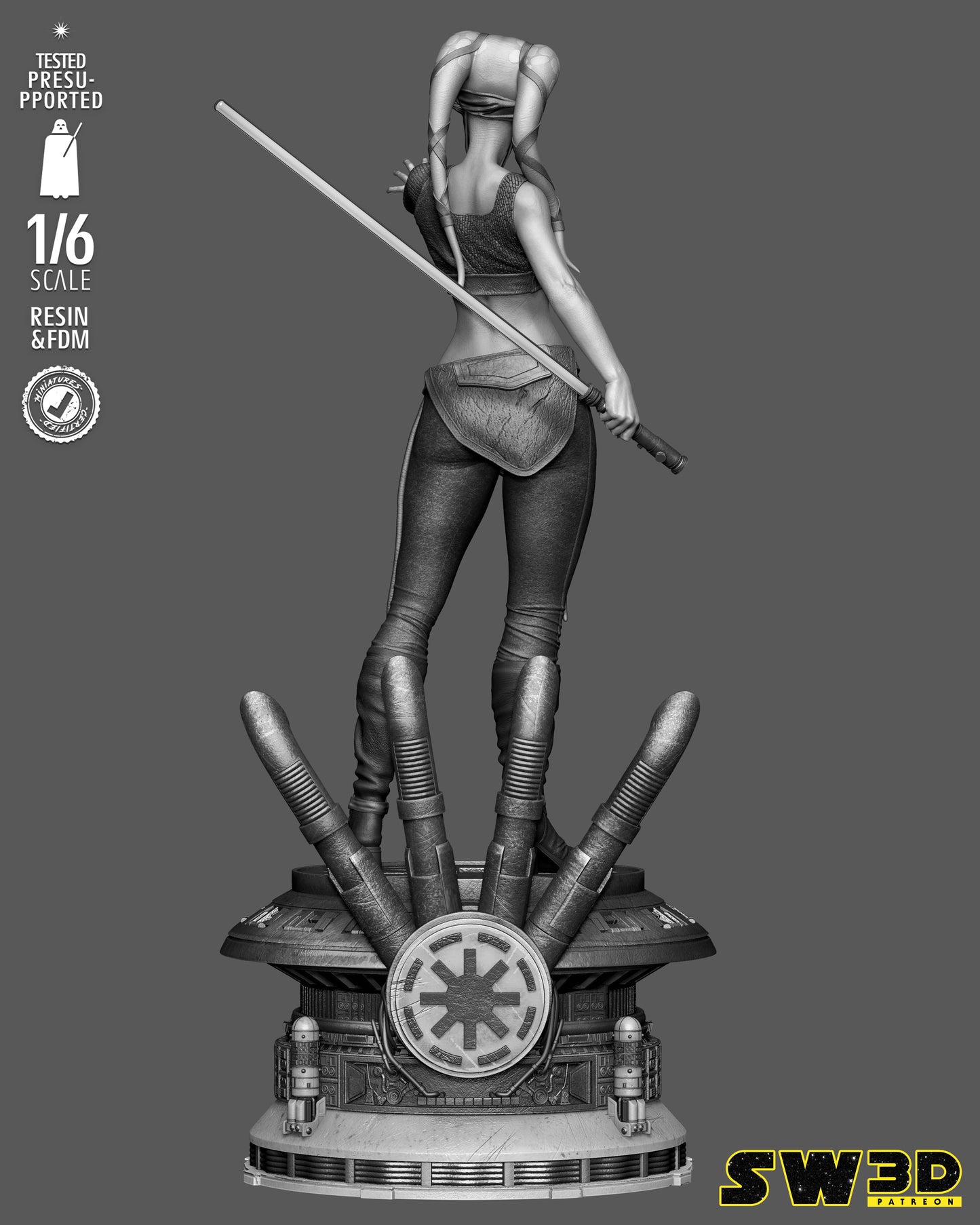 Aayla Secura Sculpture (75mm to 500mm) - Unassembled/Unpainted/3D Print
