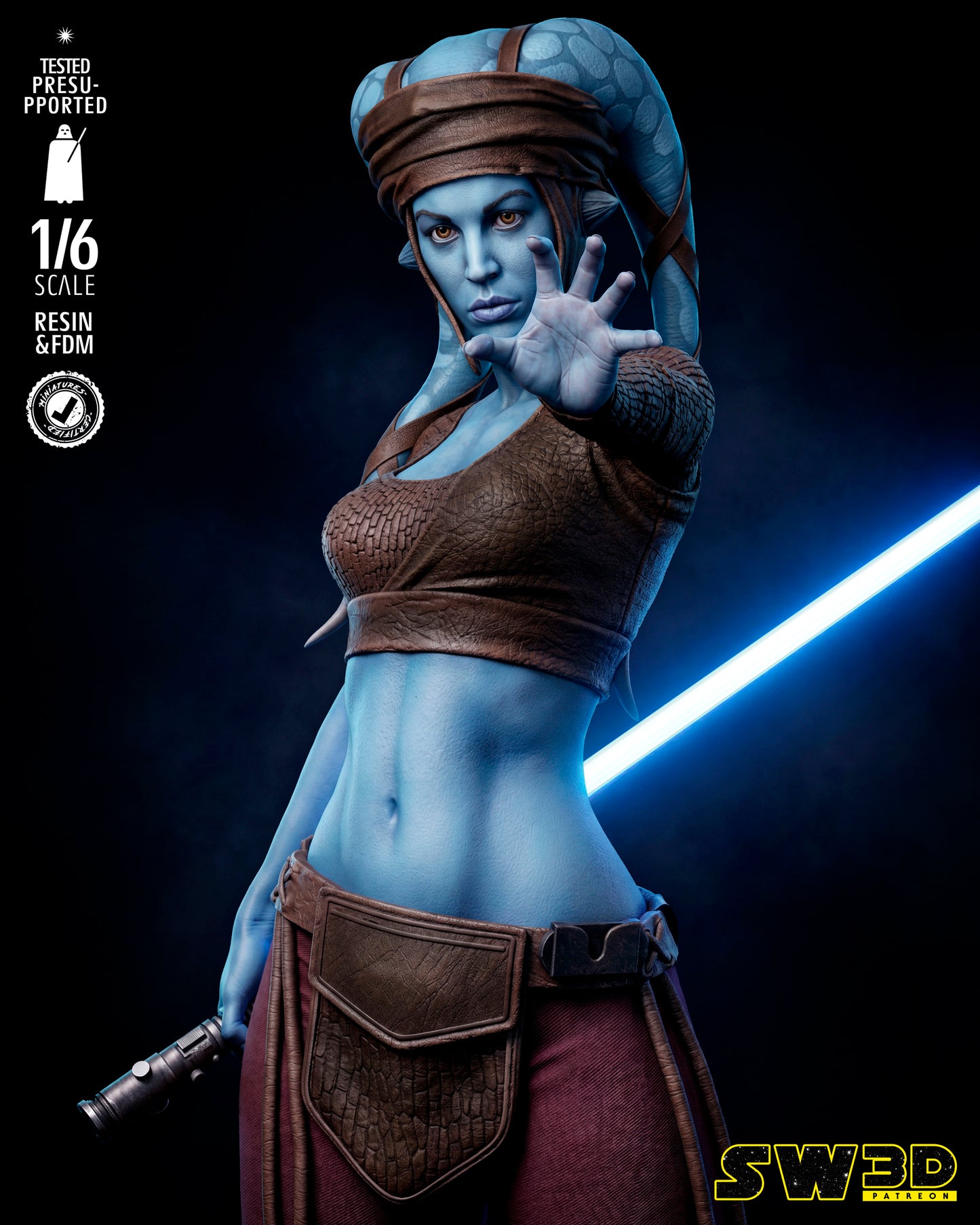 Aayla Secura Sculpture (75mm to 500mm) - Unassembled/Unpainted/3D Print